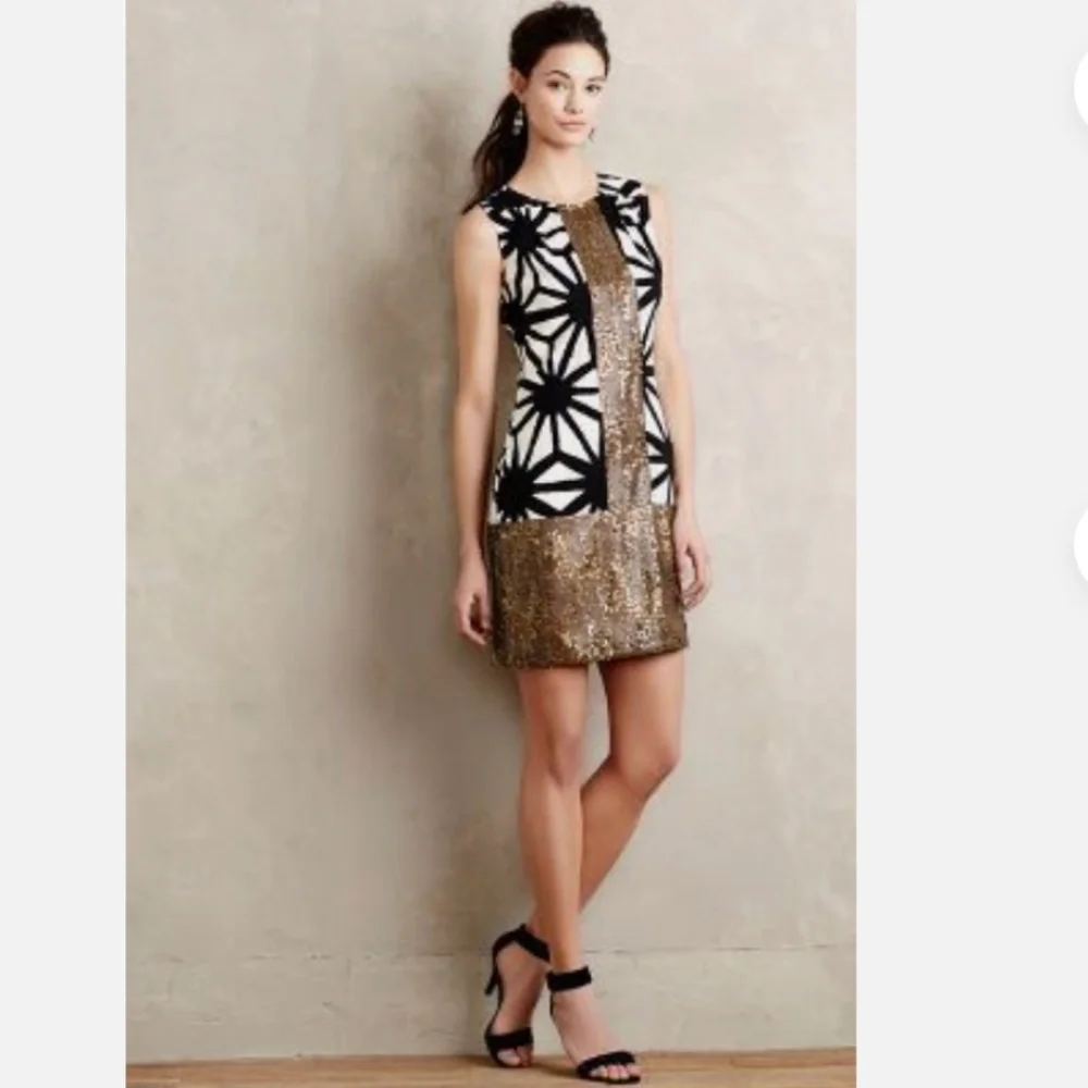 NWT Tabitha Anthro Karimata Dress Gold Sequin - Picture 2 of 12